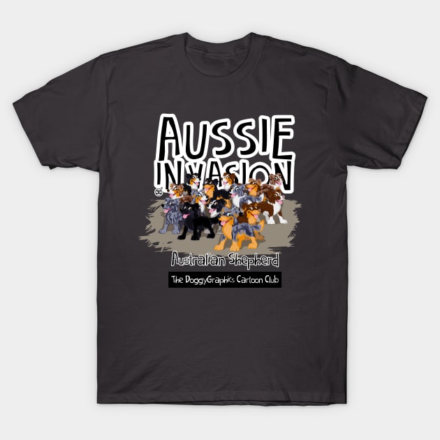 Aussie CartoonClub - Aussie Invasion T-Shirt by DoggyGraphics